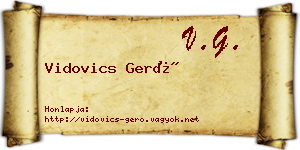 Vidovics Gerő névjegykártya